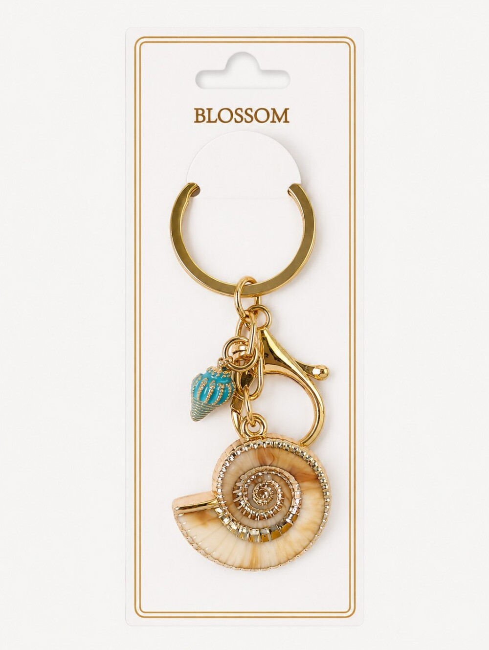 Sparkling Seashell Keychain Bag Charm Nautical Coastal